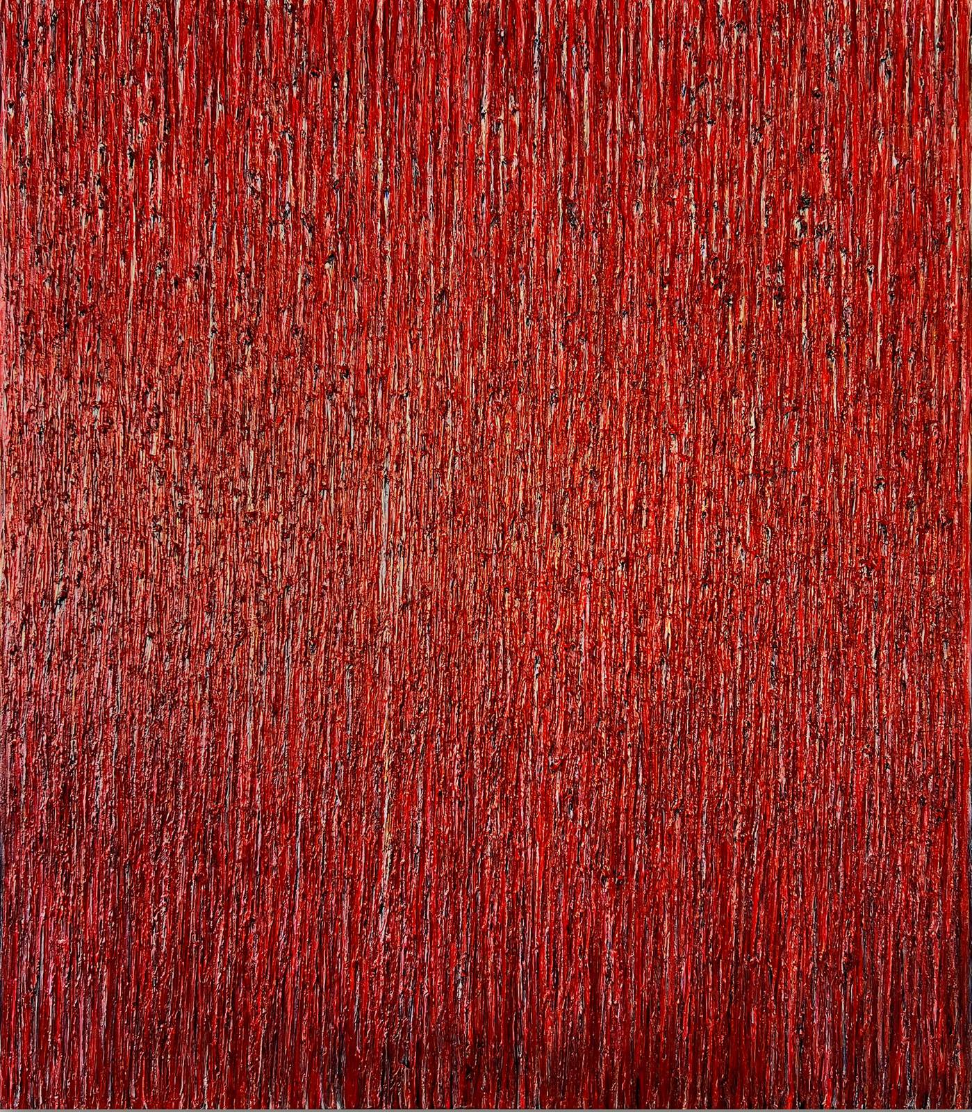 Lara Julian, Crimson Pulse, 2026, acrylic on canvas, 175 × 155 cm