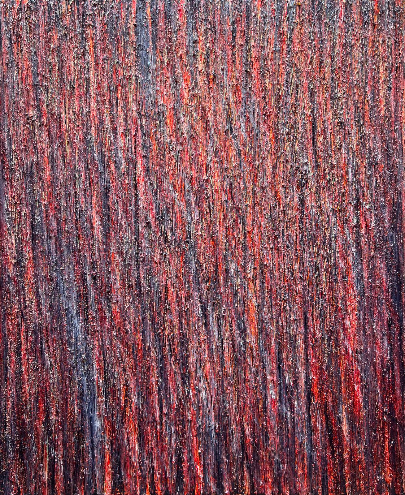 Lara Julian, Matter and Trace, 2025–2026, oil on coarse linen, 120 × 100 cm
