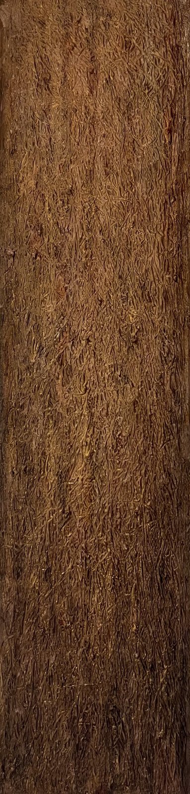 Lara Julian, Ochre Stele, 2025–2026, oil on canvas, 120 × 30 cm